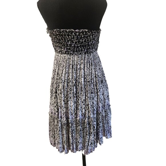 Free People Strapless Mini Dress  S Boho Vacation Tie-Front Ruffle Hem Resort we - Picture 3 of 16